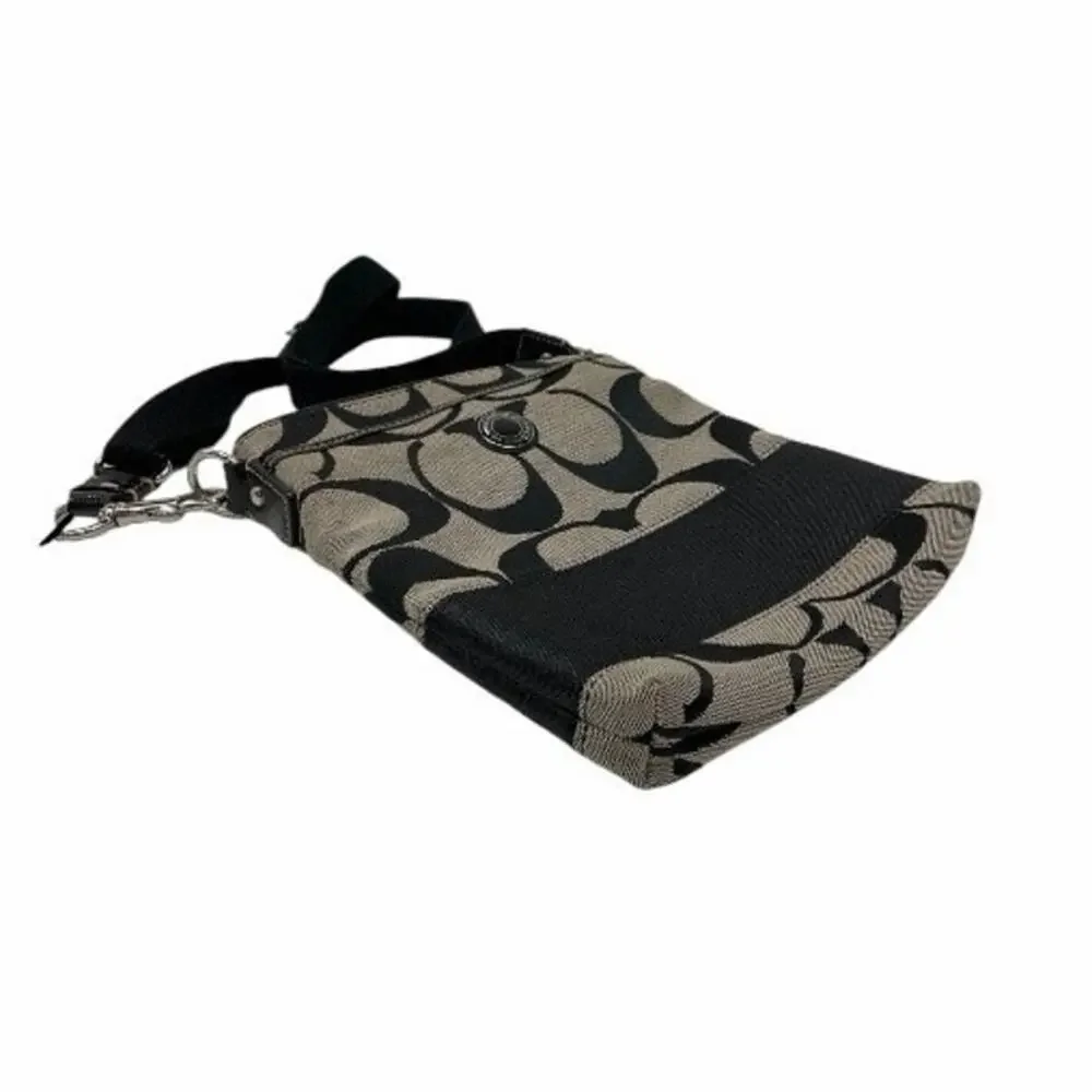 Coach Signature Stripe Crossbody File Bag - Black/Gray